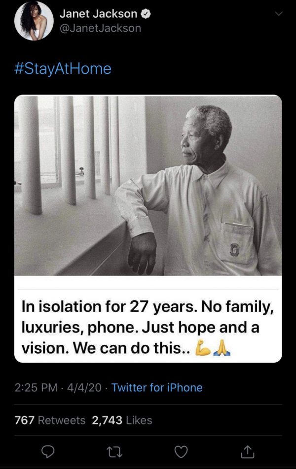 Janet Jackson Gaffe: Coinvolge Mandela In Un Tweet Deprecabile. 2 Mandela Janet