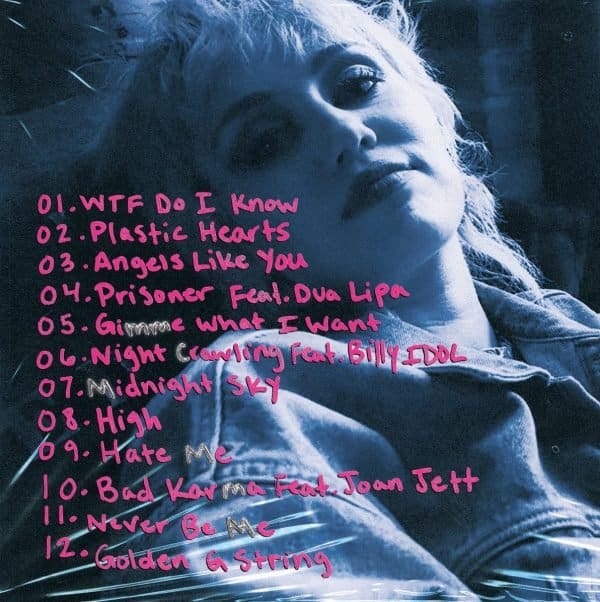 Miley Cyrus: Ascolta Il Nuovo Album Plastic Hearts, Con Dua Lipa, Joan Jett E Billy Idol 1 Miley Cyrus Plastic Heart Tracklist